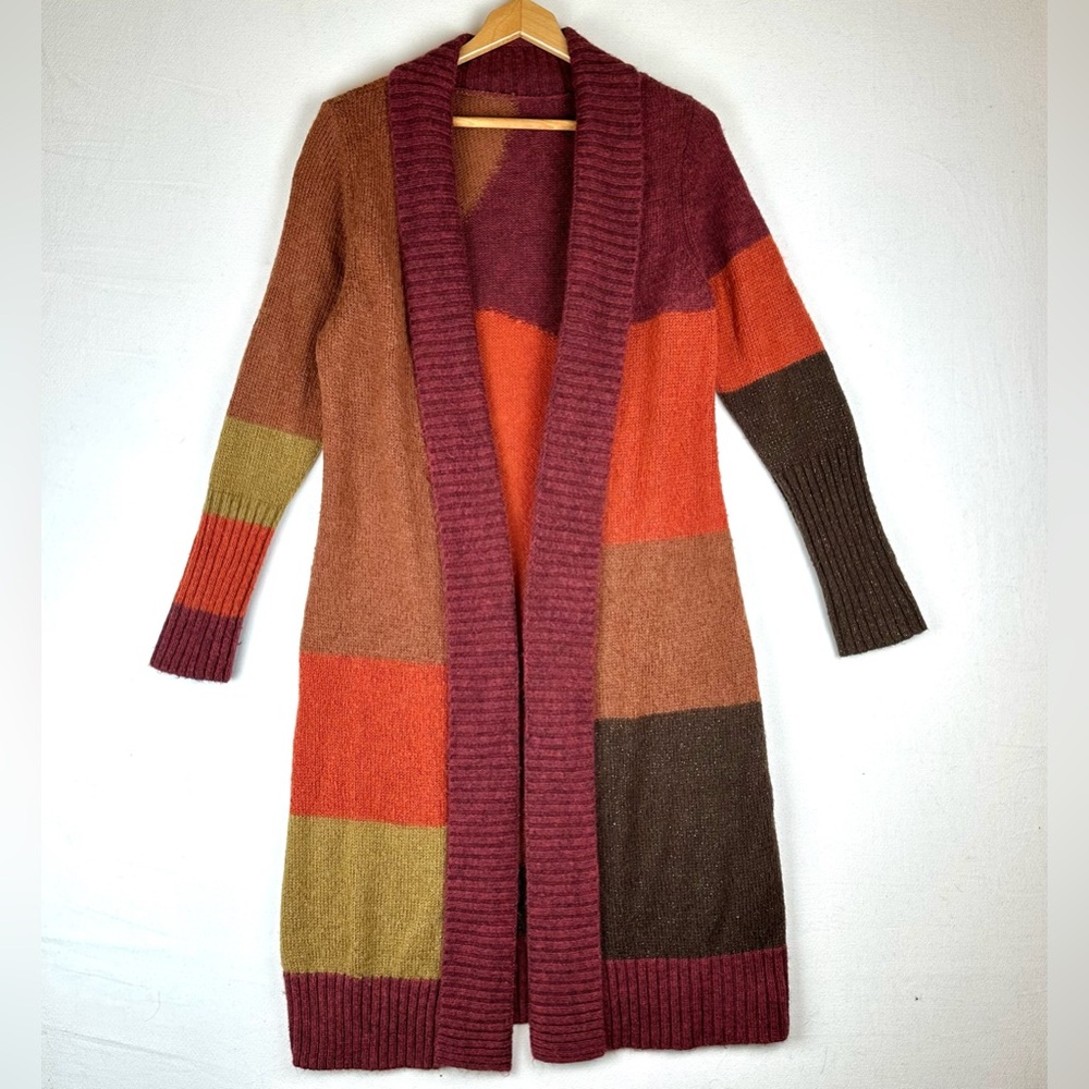 Chicos Biana Geo Colorblock Sweater Duster Cardigan